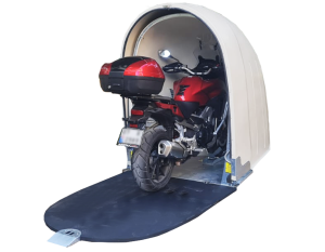 Motociklo garažas talpina bet kurį motociklo modelį